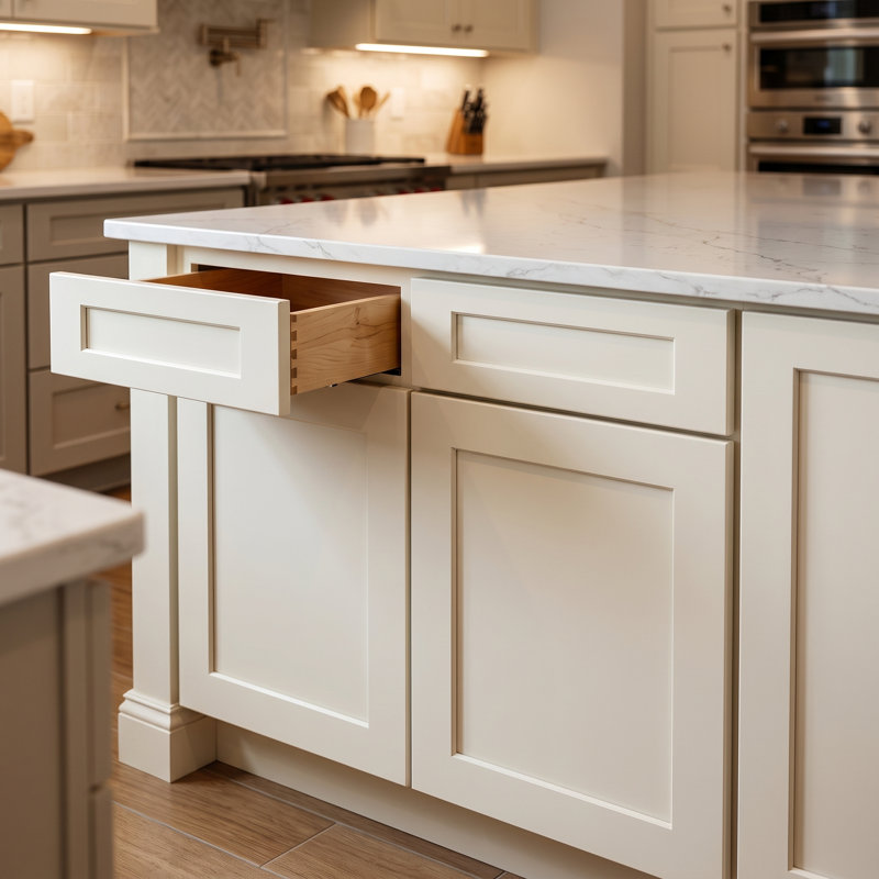 33" Soft White Shaker Ready-to-Assemble Base Cabinet with Solid Wood Doors and Soft-Close Dovetail Drawers