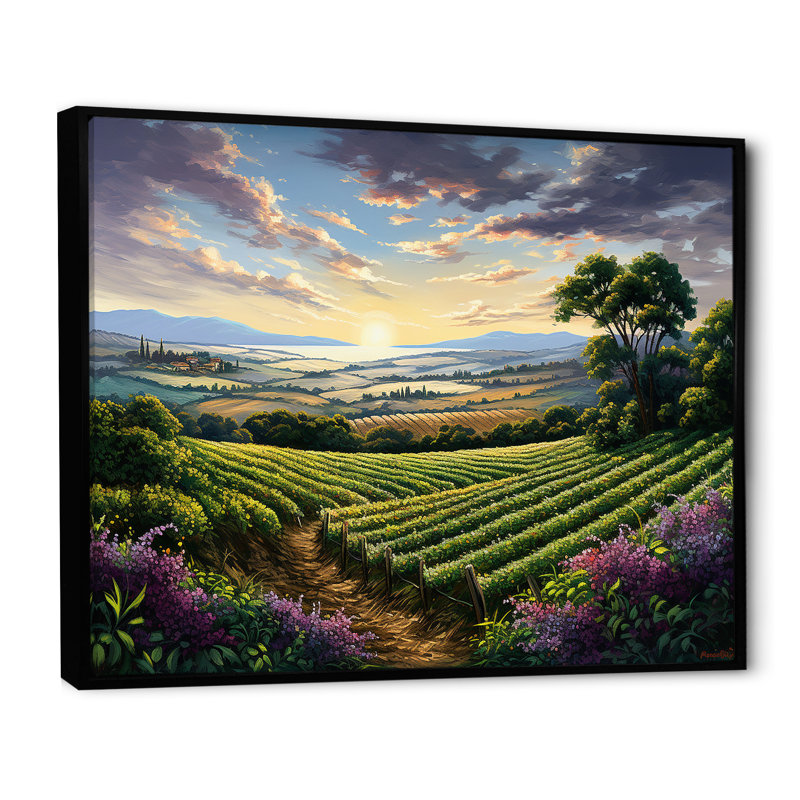 «Vineyard Charm», impression sur toile, Cadre flottant noir, H 12 po x l 20 po