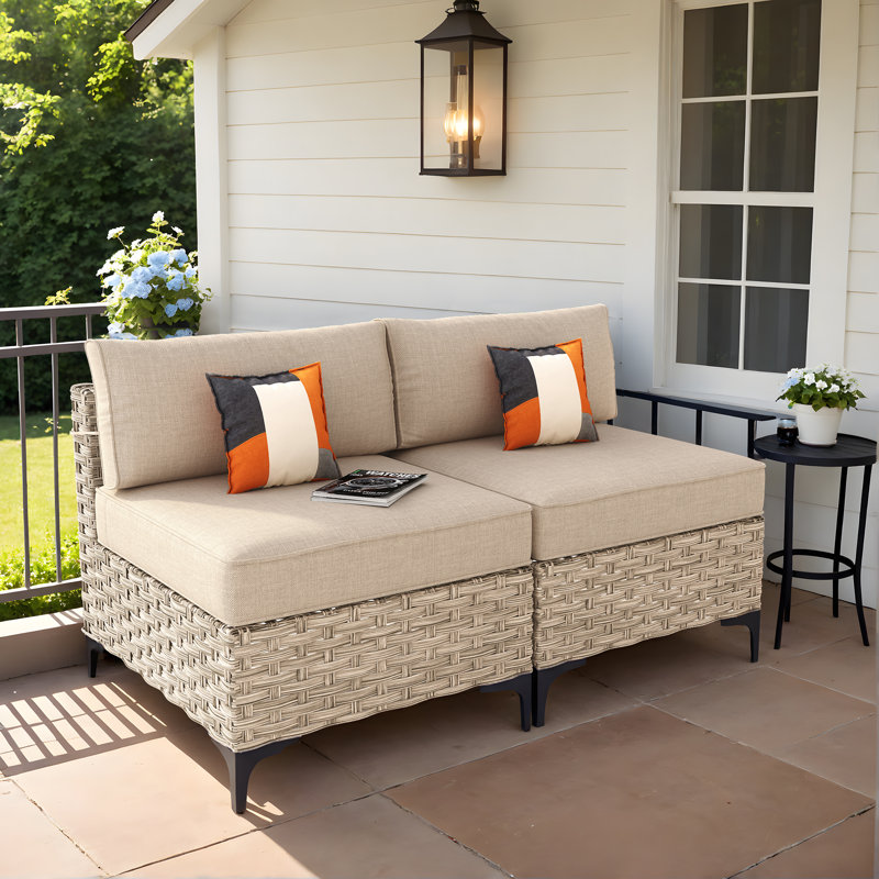 Causeuse d'extérieur en osier 50,4 po, Beige