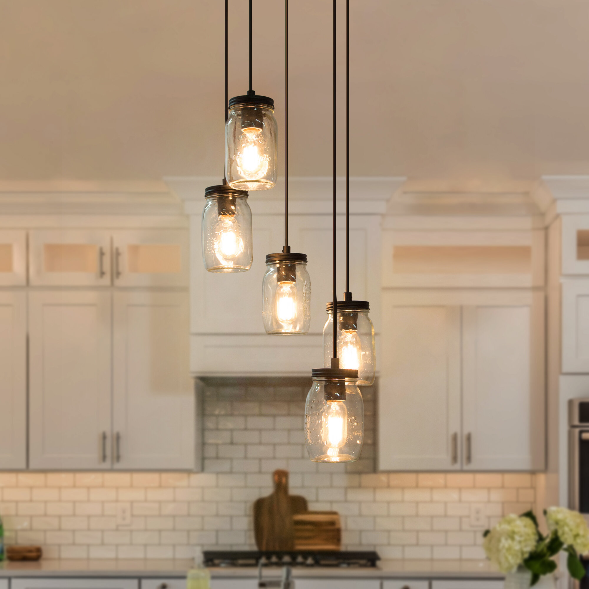 Glass jar deals pendant light