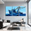 «Blue Ship On Ocean Waves», ensemble de 3 impressions sur toile-338270594