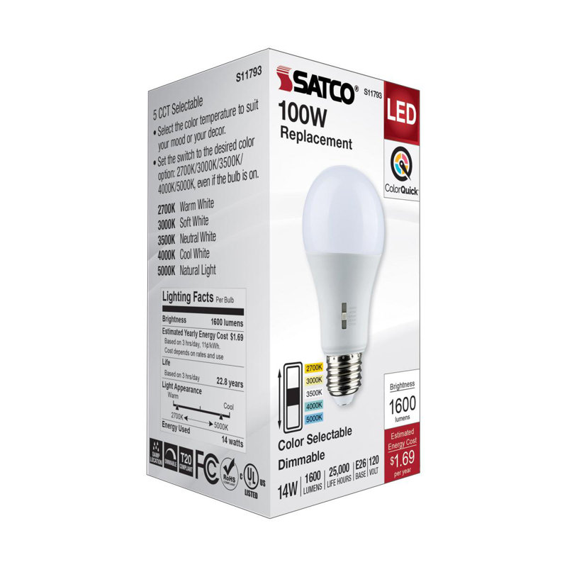 14 Watt White LED Bulb, 100 Watt Equivalent
