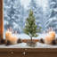 Mini arbre de Noël artificiel enneigé, arbre de Noël avec base en bois pour décoration de table