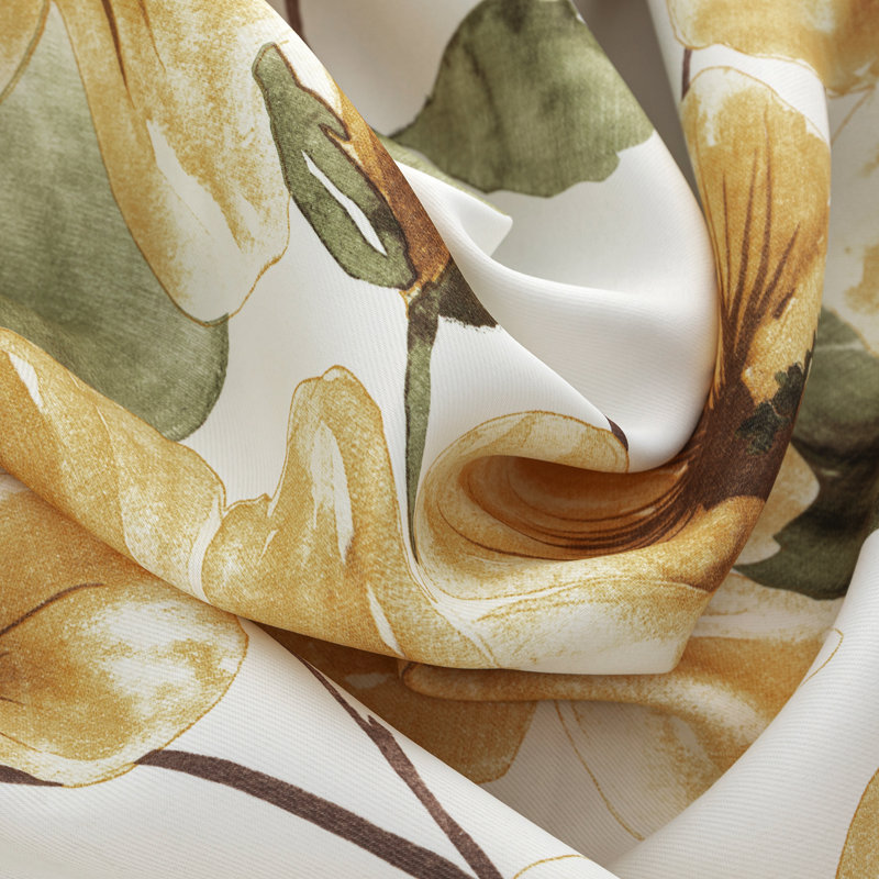 April Flowers Room Darkening Window Curtain, Gold