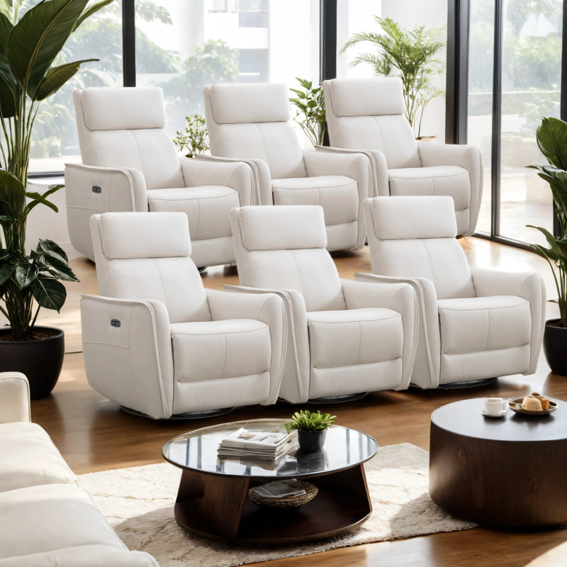 Ensemble de cinéma maison inclinable et pivotant 32,3 po de large avec port USB (ensemble de 6), Beige
