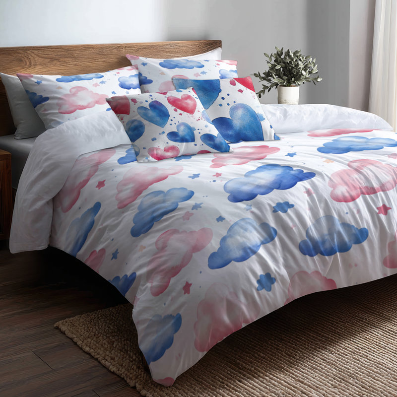 Ensemble de housse de couette et coussin décoratif Teens Sky, Housse de couette grand et 2 taies décoratives