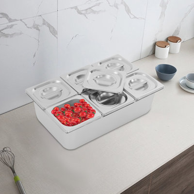 Fruit Pan Large Stainless Steel Pan Food Storage With Acrylic Lids And Water-Filtering Gaskets
