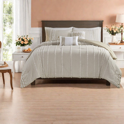 Oversized Cotton Comforter Set, Tufted Farmhouse Style For Home