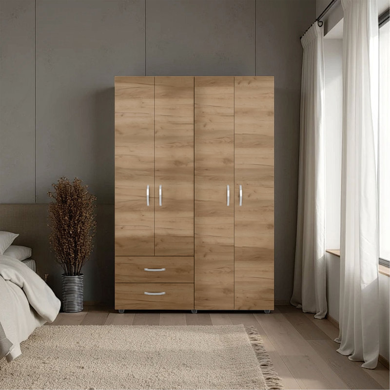 Armoire moderne à 2 portes avec tablettes et tiroirs Fifty