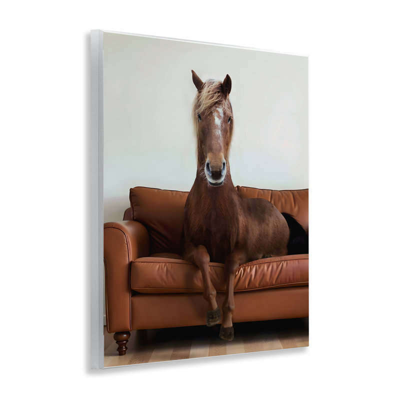«Brown Horse on Couch», art mural par lettré et doublé