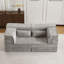 Canapé d'angle modulaire convertible Mahjong gris, revêtement polaire circulaire, mousse à mémoire de forme haute résilience, 2 places, sans assemblage, adaptable à différents espaces grâce à sa conception à compression, revêtement gris, densité-202129058-202129059