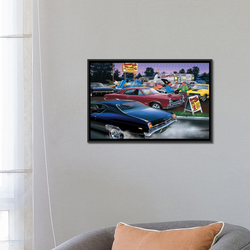 «Honest Al's Utilisé Cars», affiche vintage sur toile, H 40 po x l 60 po x P 1,5 po, Cadre noir