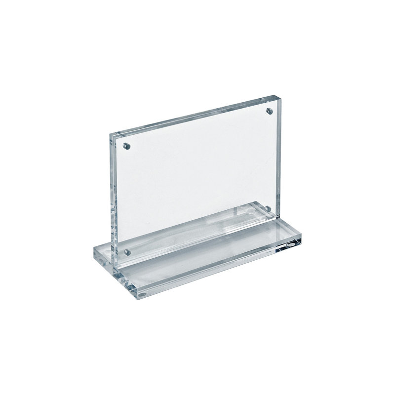 Cadre en acrylique mince de luxe mince de 7 po x 5 po sur base en acrylique de 1/2 po avec fermeture magnétique et butoirs en caoutchouc, paysage / horizontal