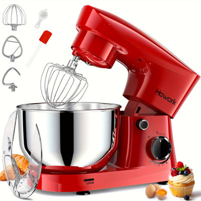 HOWORK 5L 1500W Tilt-Head Food Mixer, 10 Speed  & Pulse Kitchen Stand Mixer with Dishwasher-Safe Dough Hook, Flat Beater, Whisk, Splash Guard for Home Baking