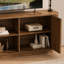 Buffet de rangement ondulé de 63 po à deux portes avec tablettes réglables, idéal pour la cuisine, le salon et le couloir - rangement polyvalent (brun)