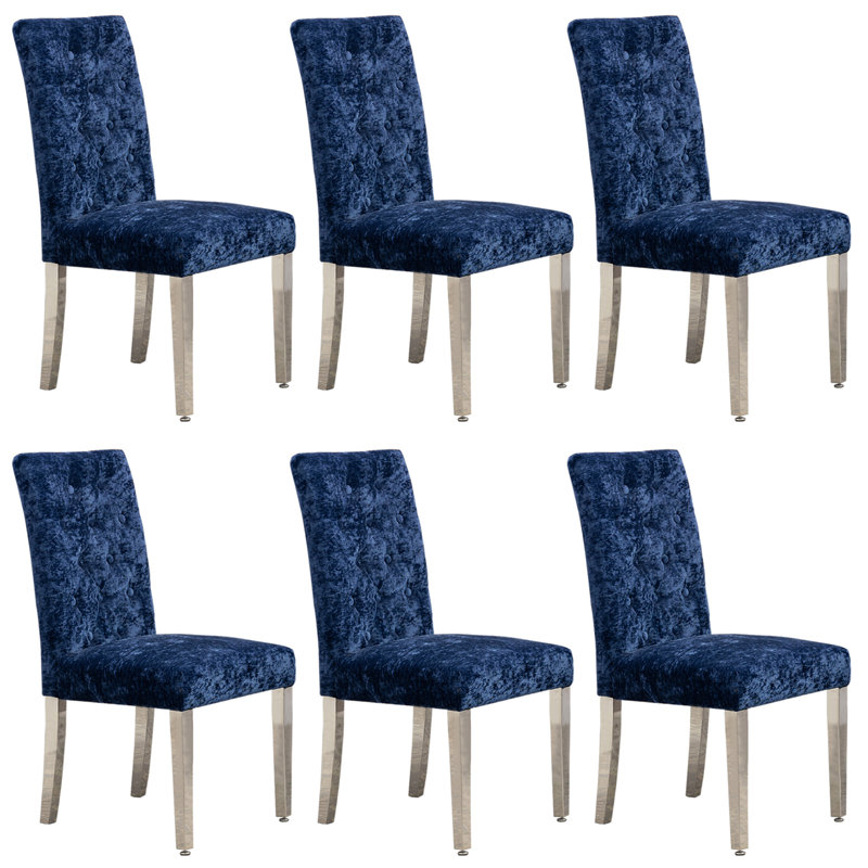 Kartika 19.29'' H Tufted Velvet Upholstered Side Chair, Dark Blue