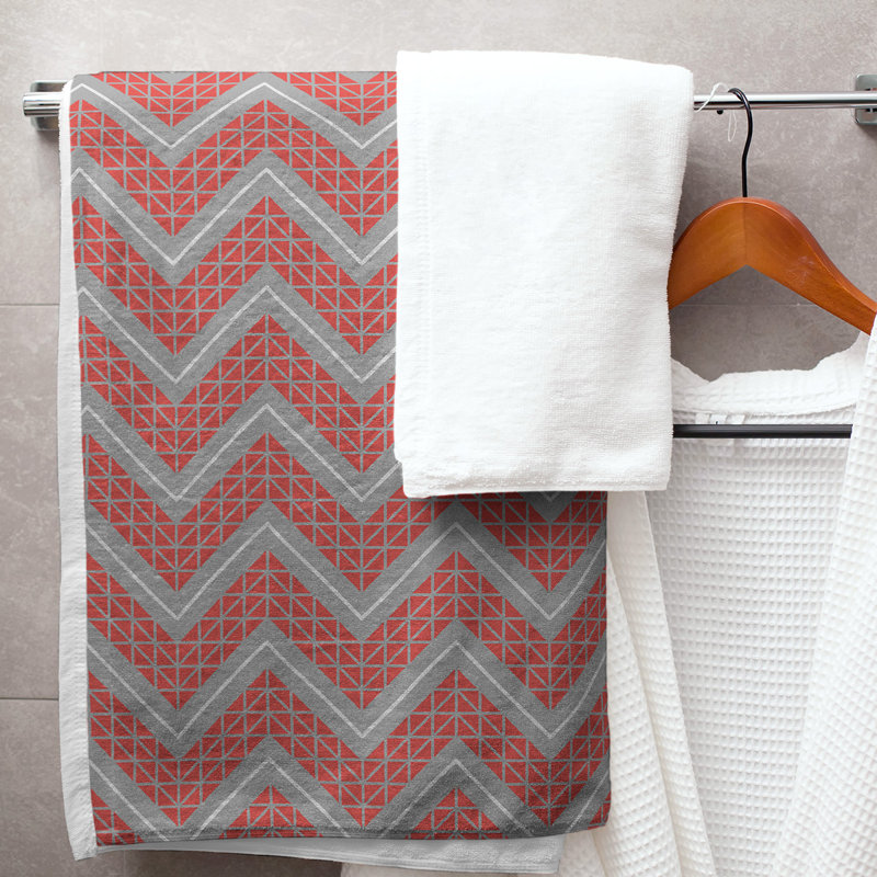 Stephenie Bath Towel, Red/Dark Gray