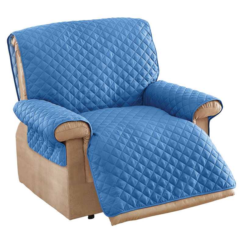 Housse pour fauteuil inclinable et réversible, 100 % polyester bleu foncé
