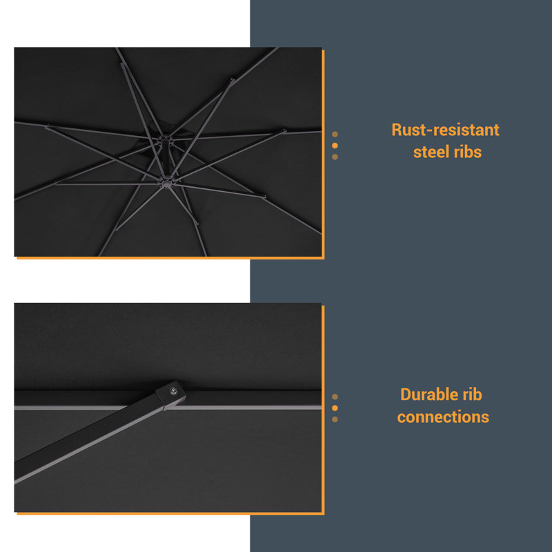 Parasol carré en porte-à-faux 98,8 po Shalinda, Noir