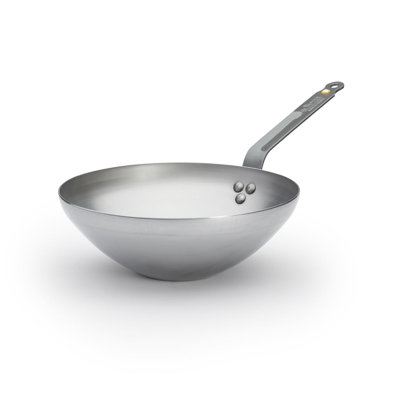 De Buyer Premium MINERAL B Steel 2.5L Wok, Suitable For Induction, Silver