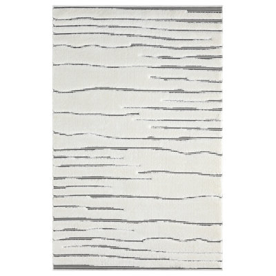 Oheneba Collection Modern Abstract Cream and Black Area Rug