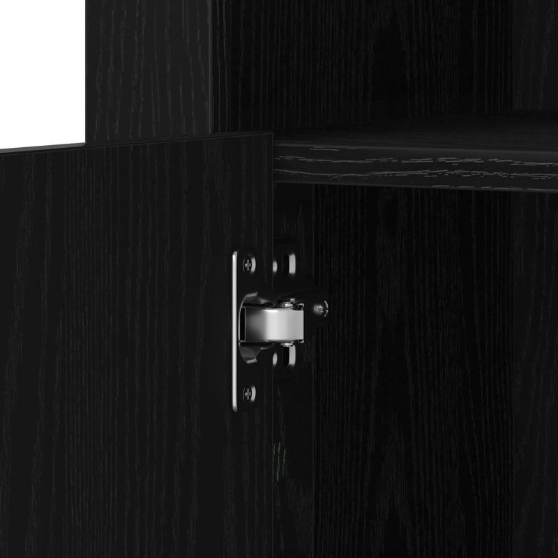 LED Sideboard with LED Strip Lights Engineered Wood Modern Storage Unit, Black Oak