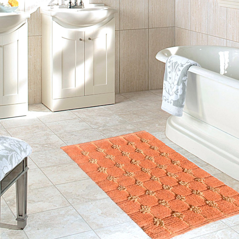 Swanley Cotton Non-Slip Bath Rug, Coral