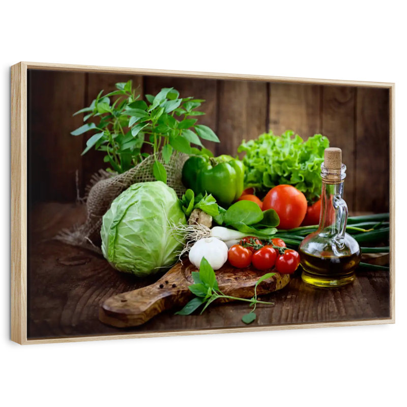 Fruits et légumes biologiques, Cadre flottant en bois naturel, 40 po x 27 po