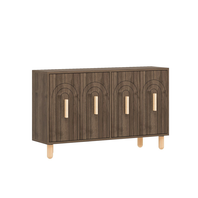 Modern Walnut Console Table, 47.2 x 29.0 x 11.6 inches | 100% Melamine Coated Particle Board, Thickness: 0.7 inches | Stylish Brown Finish, Geometric Design | Perfect for Entryway, Living Room & Hallway Decor