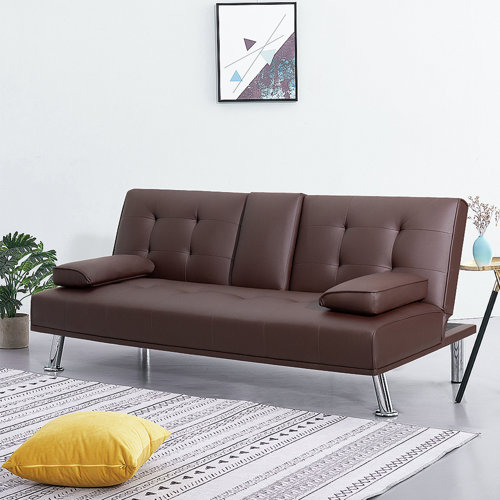 Latitude Run® Abbigale 65.8'' Faux Leather Reclining Sleeper Sofa ...
