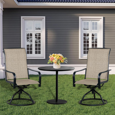 Outdoor Patio Swivel Dining Chairs For All Weather Deck Lawn Garden
