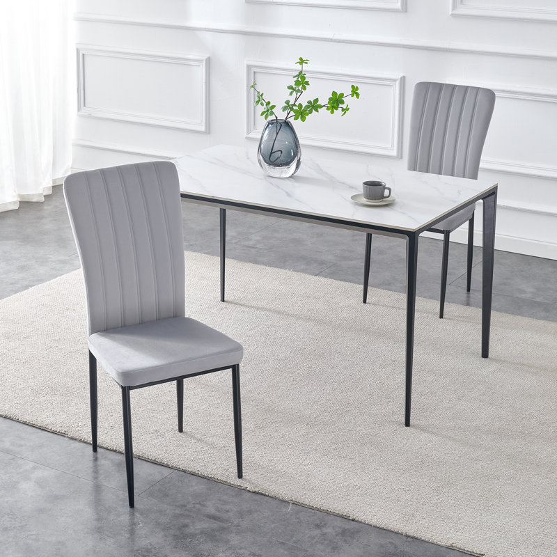 Aazad 119.38cm H Fabric Upholstered Metal Side Chair, Black