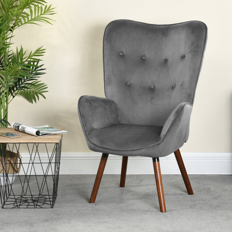 Garmon Velvet Armchair, Grey