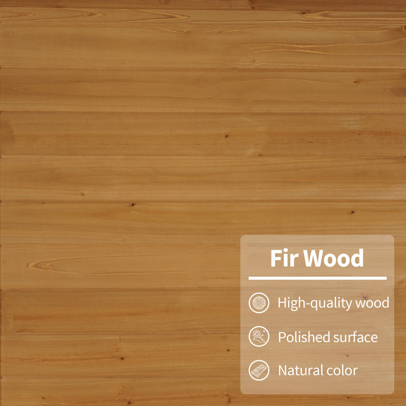 Tall Medium Brown Fir Wood Outdoor Storage Shed with Shelving