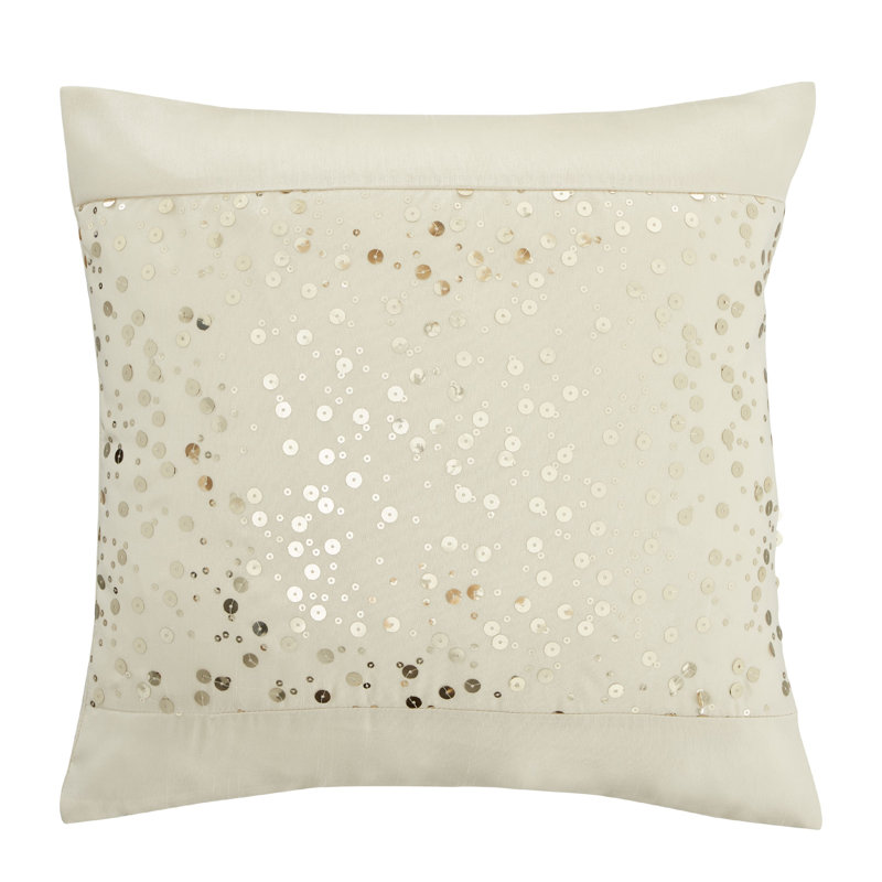 Glitzy Scatter Cushion with Filling, White/Gold
