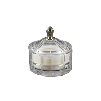 Bougie de coiffeuse en verre 4,13 po avec couvercle en métal - citron