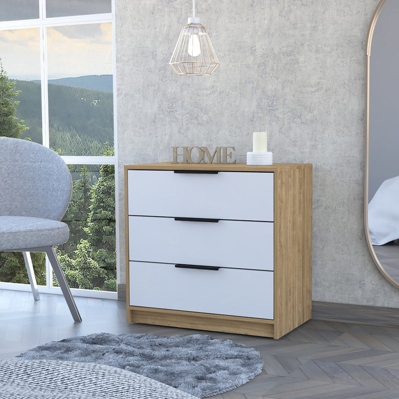Commode décorative, Blanc / Naturel