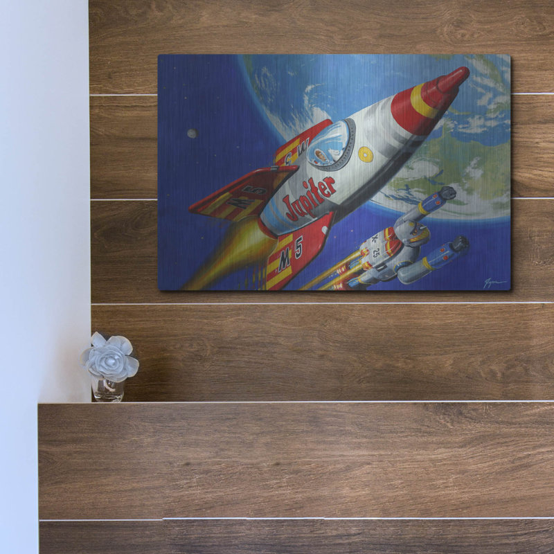 Luxe Metal Art 'Space Patrol 2' by Eric Joyner, Metal Wall Art, 12" H x 16" W