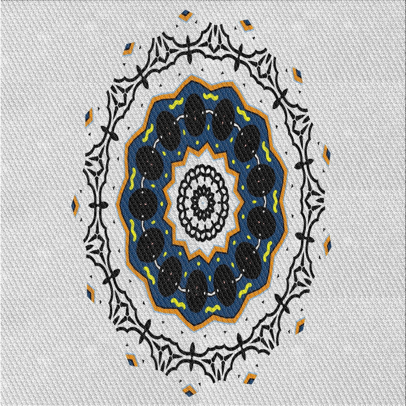 Tapis blanc/noir tissé à la machine, Carré 5 pi