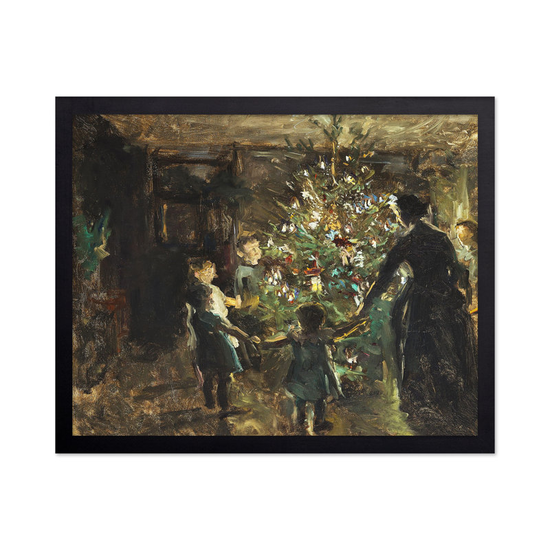 Peinture d'arbre de Noël, Black Framed, Affiche, 18"H x 24"W