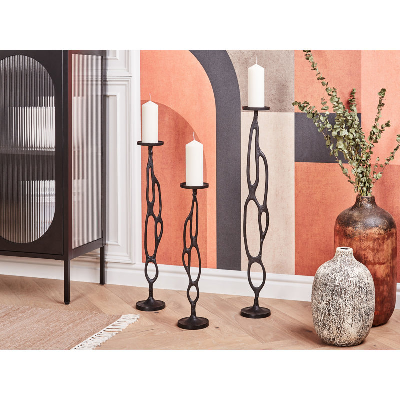 3 Piece Aluminum Floor Candlestick Set