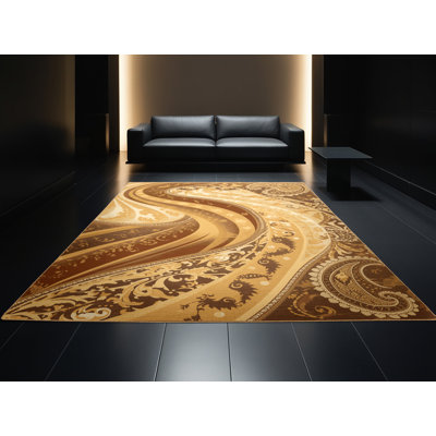 Tapis cachemire traditionnel lavable à la machine Parkdale - brun clair