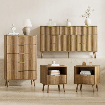 4 Piece Bedroom Set, Dresser And Nightstands Set