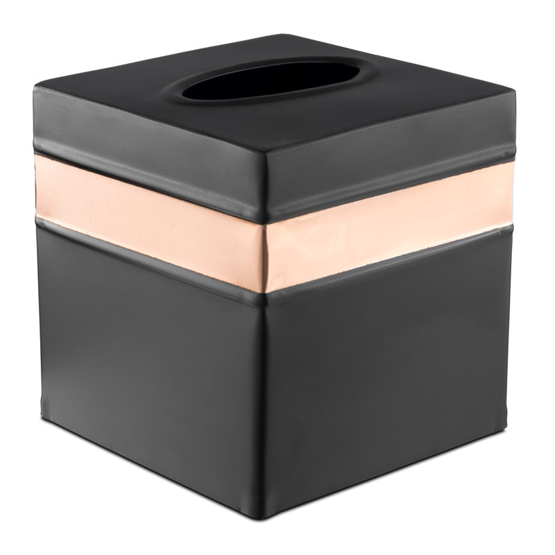 Handcrafted Black and Copper Metal Square Tissue Box Cover