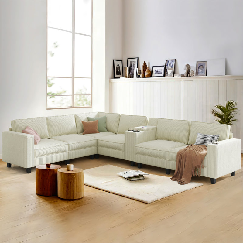 Modulaire rembourré, Velours côtelé beige