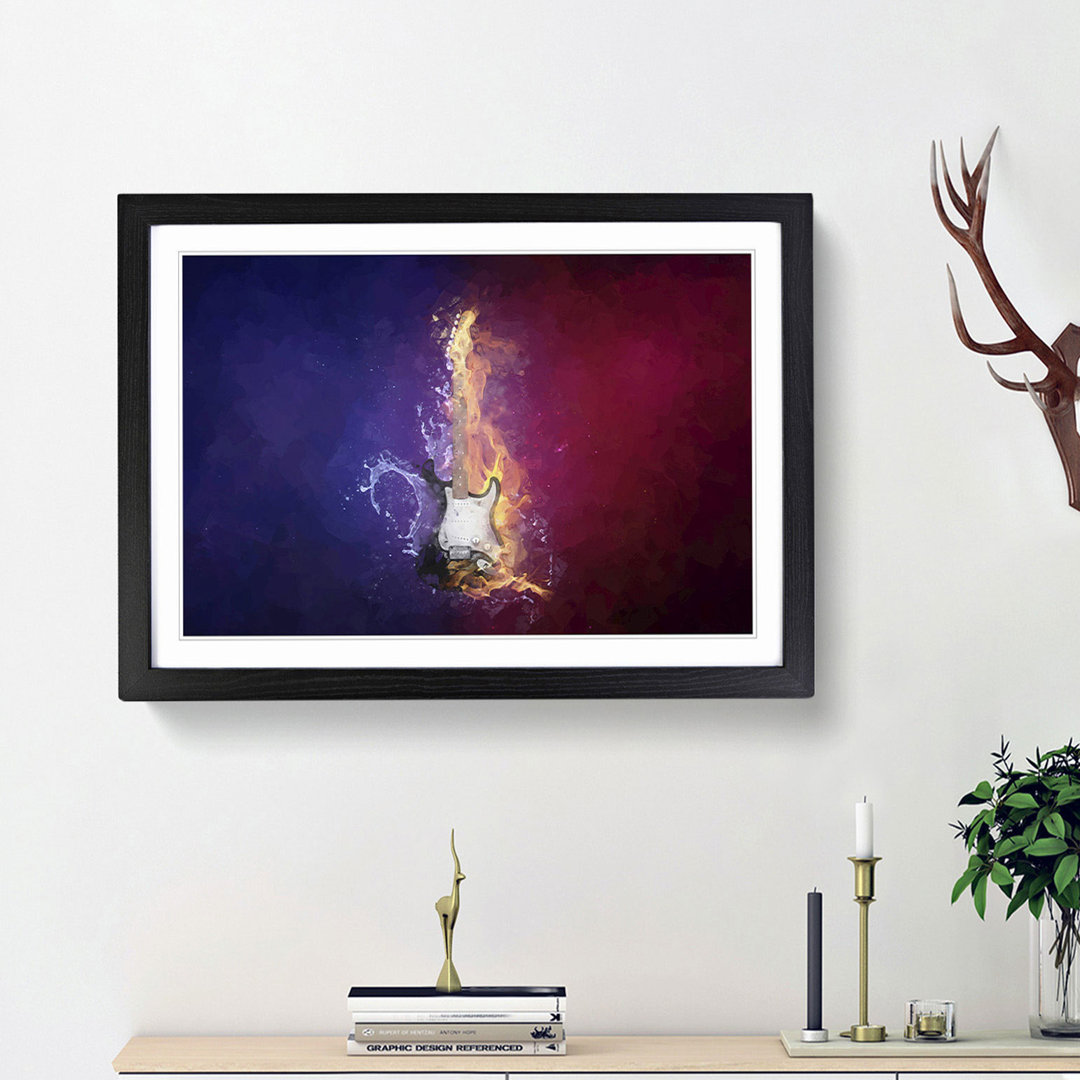 Electric Guitar Elements in Abstract - Picture Frame Painting Print