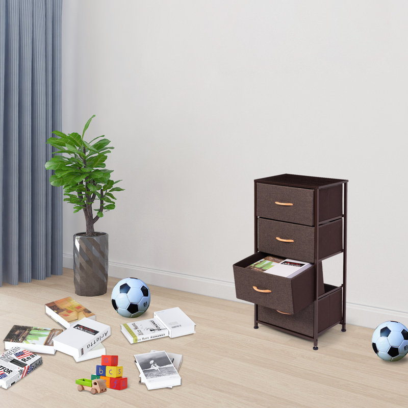 Commode de rangement 4 tiroirs Obregon, Brun