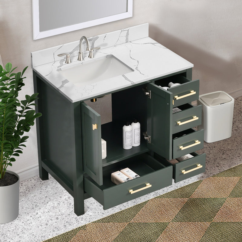 Meuble-lavabo simple 36 po Cholena, Vert
