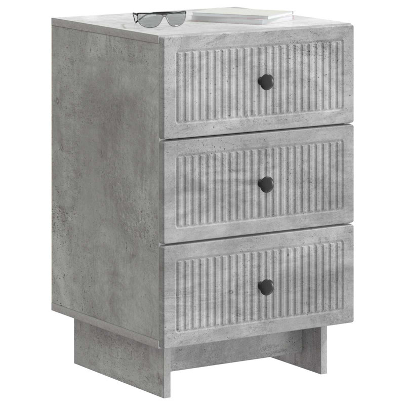 43cm W Manufactured Wood Bedside Table, Concrete Grey