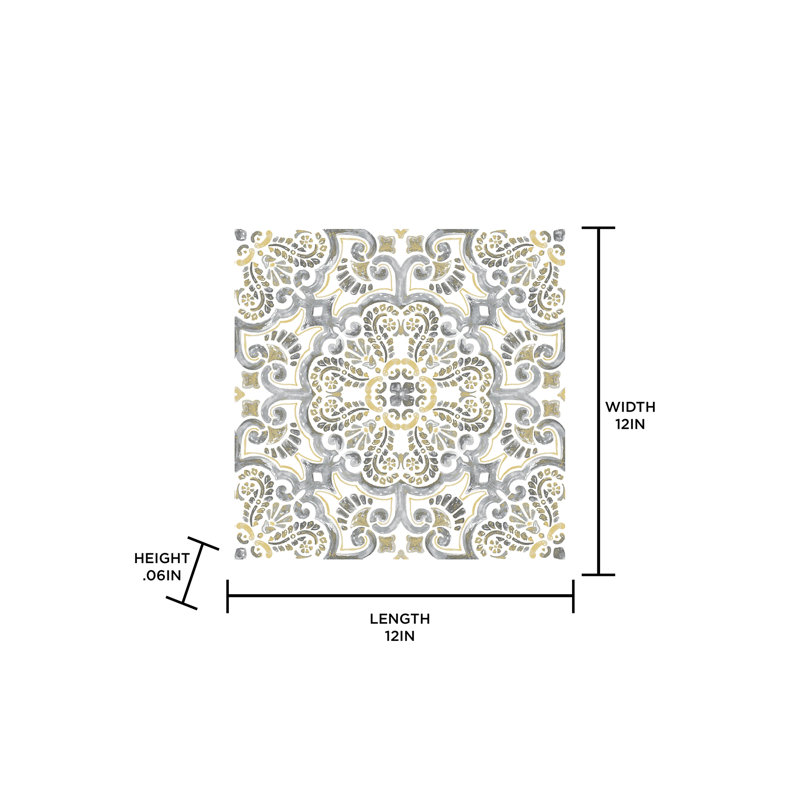 1.5mm Thick 12'' W x 12'' L, Beige/Grey